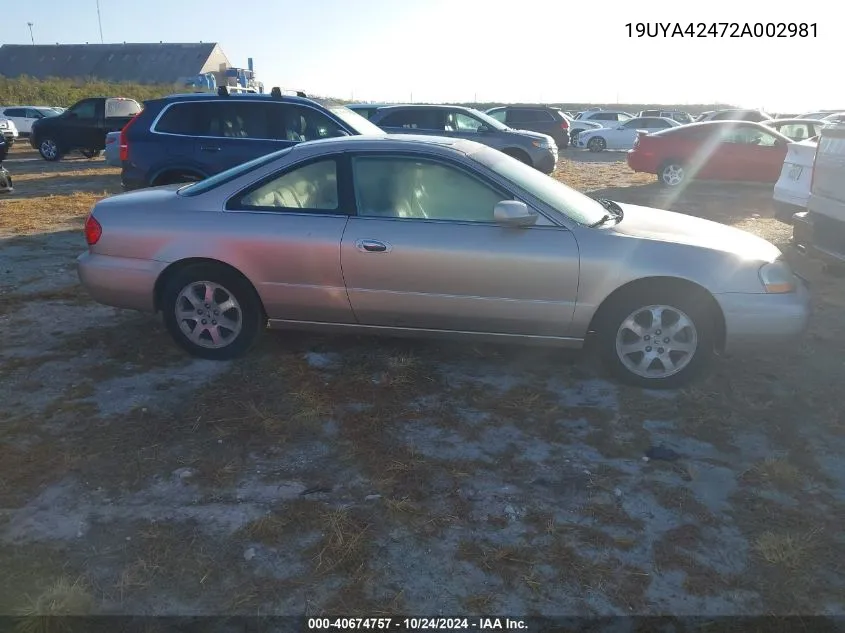 2002 Acura Cl 3.2 VIN: 19UYA42472A002981 Lot: 40674757