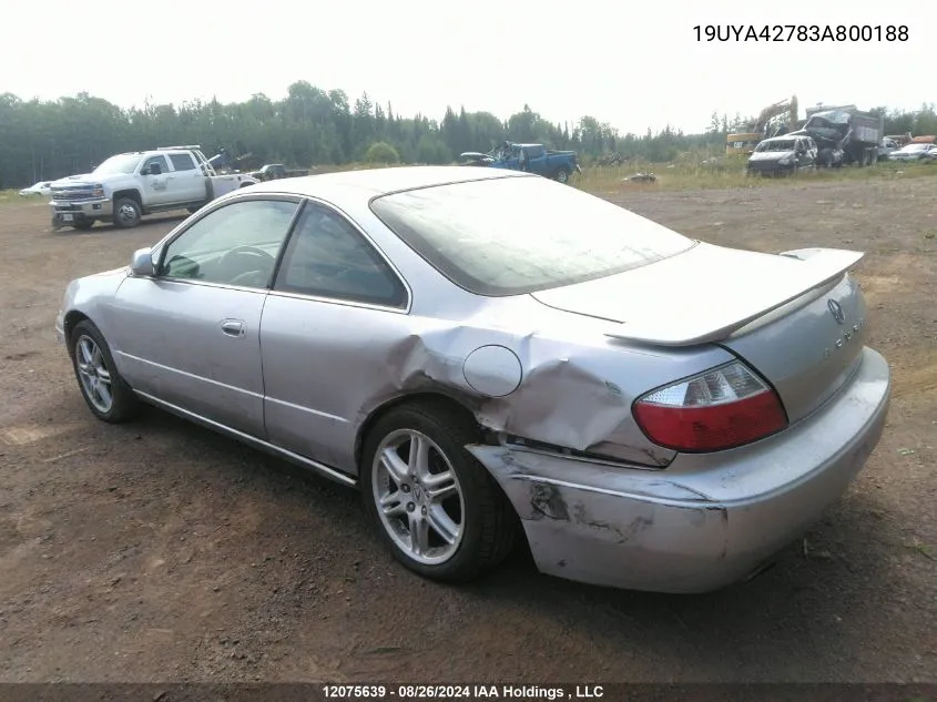 2003 Acura Cl VIN: 19UYA42783A800188 Lot: 12075639