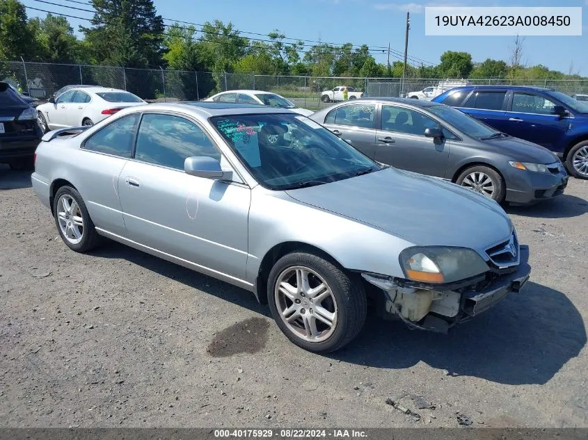 2003 Acura Cl 3.2 Type S Automatic VIN: 19UYA42623A008450 Lot: 40175929