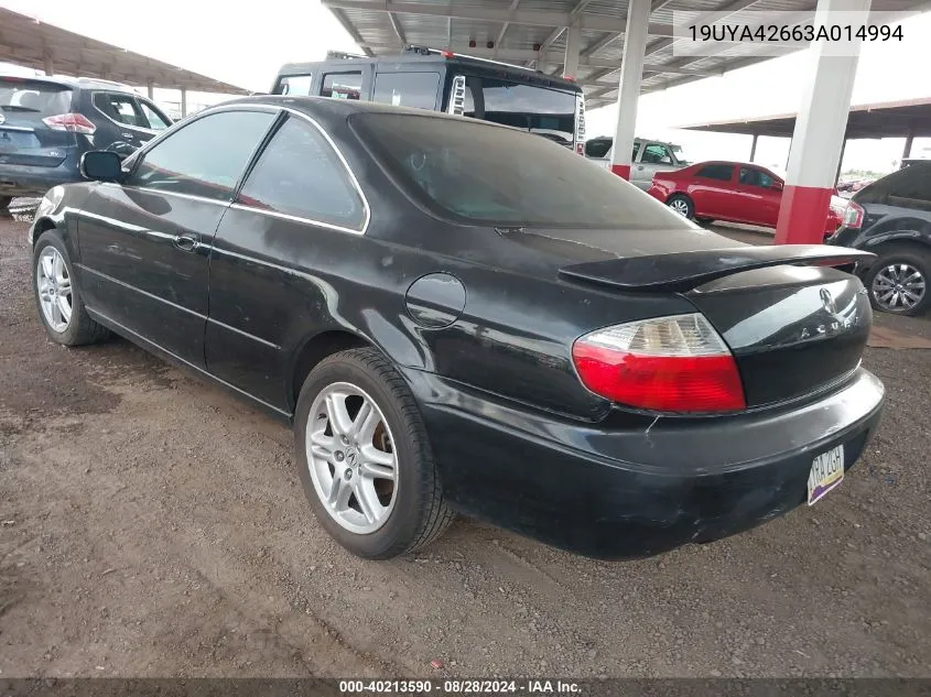 2003 Acura Cl 3.2 Type S Automatic VIN: 19UYA42663A014994 Lot: 40213590