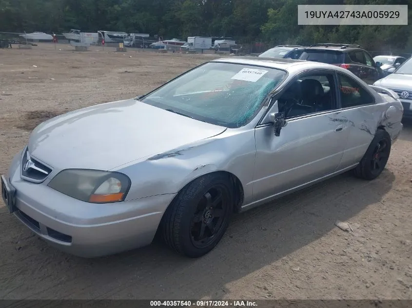 2003 Acura Cl 3.2 Type S VIN: 19UYA42743A005929 Lot: 40357540