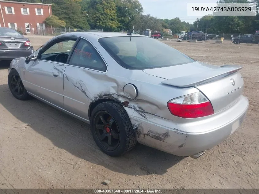 2003 Acura Cl 3.2 Type S VIN: 19UYA42743A005929 Lot: 40357540