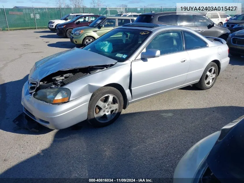 2003 Acura Cl 3.2 VIN: 19UYA42403A015427 Lot: 40816034