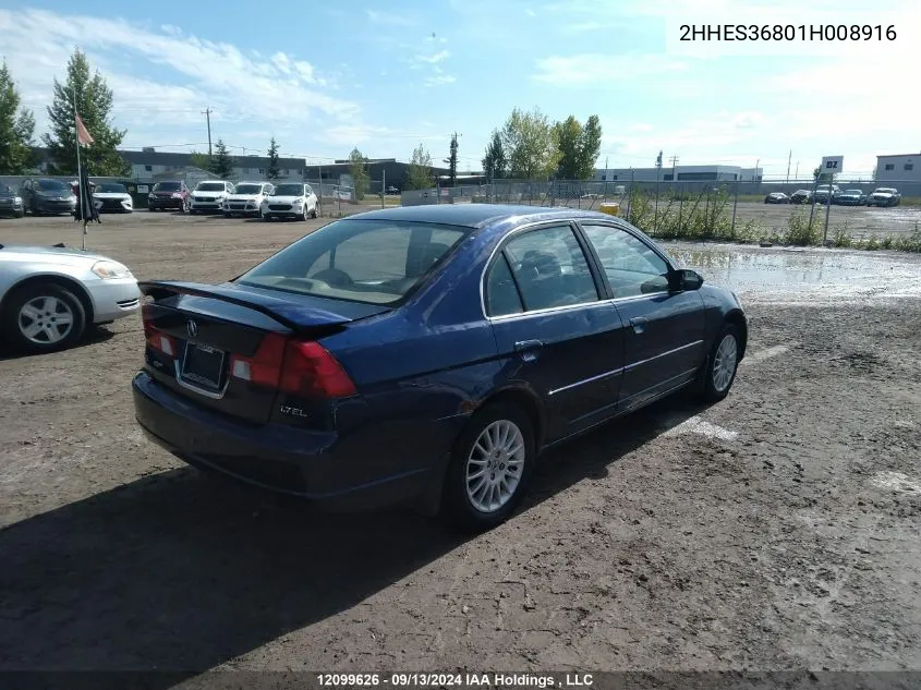 2001 Acura El VIN: 2HHES36801H008916 Lot: 12099626