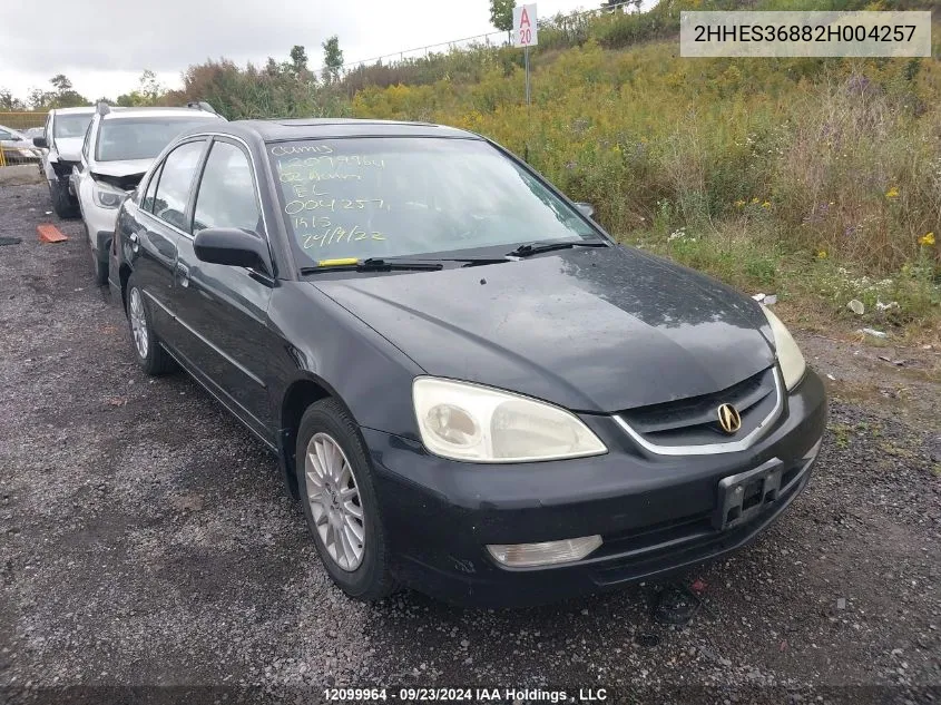 2002 Acura El VIN: 2HHES36882H004257 Lot: 12099964