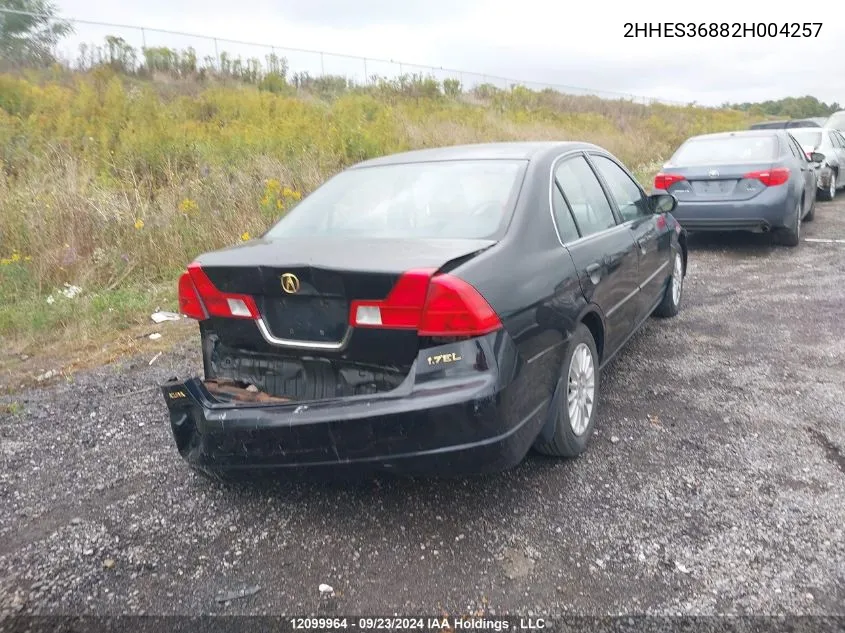 2002 Acura El VIN: 2HHES36882H004257 Lot: 12099964