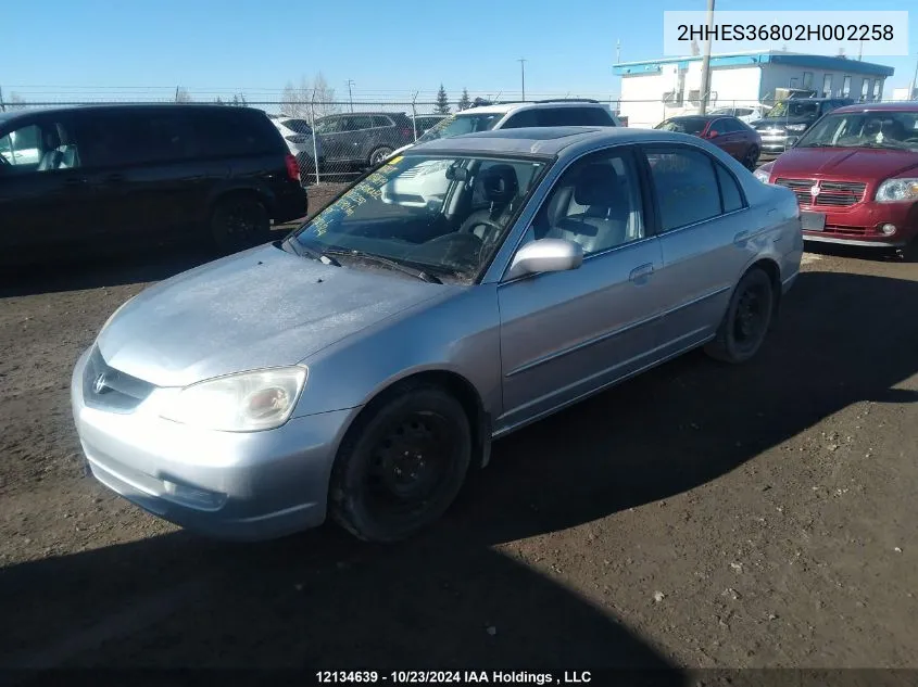 2002 Acura El VIN: 2HHES36802H002258 Lot: 12134639