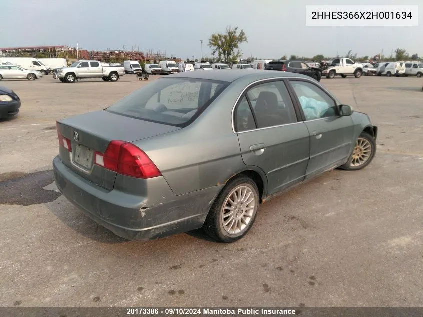 2HHES366X2H001634 2002 Acura 1.7 El Touring