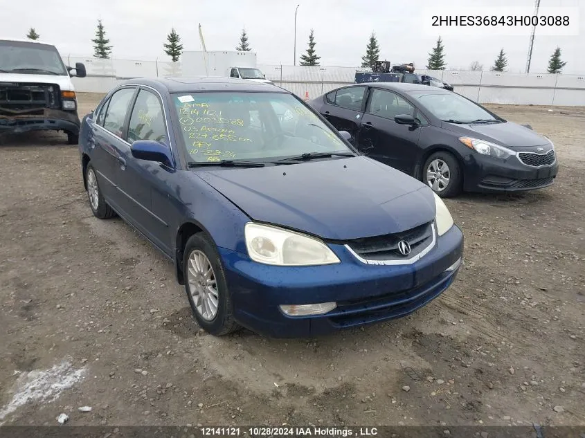 2003 Acura El VIN: 2HHES36843H003088 Lot: 12141121