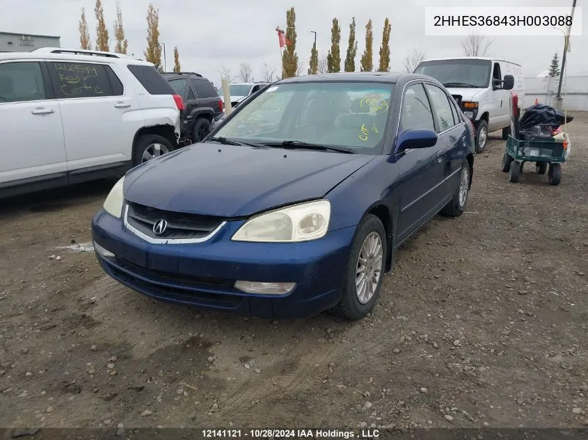 2003 Acura El VIN: 2HHES36843H003088 Lot: 12141121