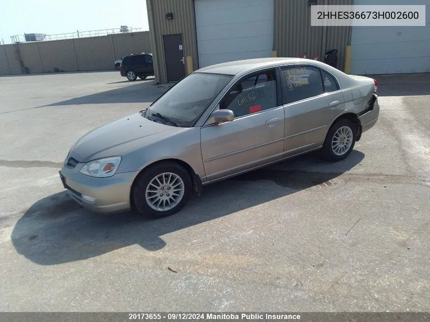 2HHES36673H002600 2003 Acura 1.7El