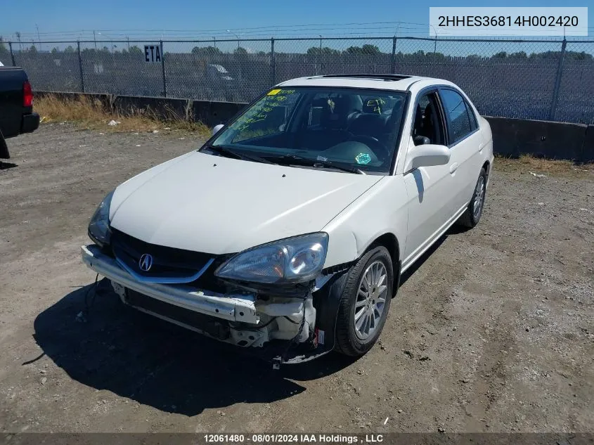 2HHES36814H002420 2004 Acura 1.7El Premium