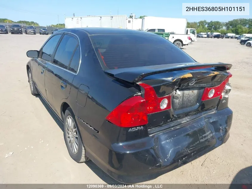 2005 Acura El VIN: 2HHES36805H101151 Lot: 12090369