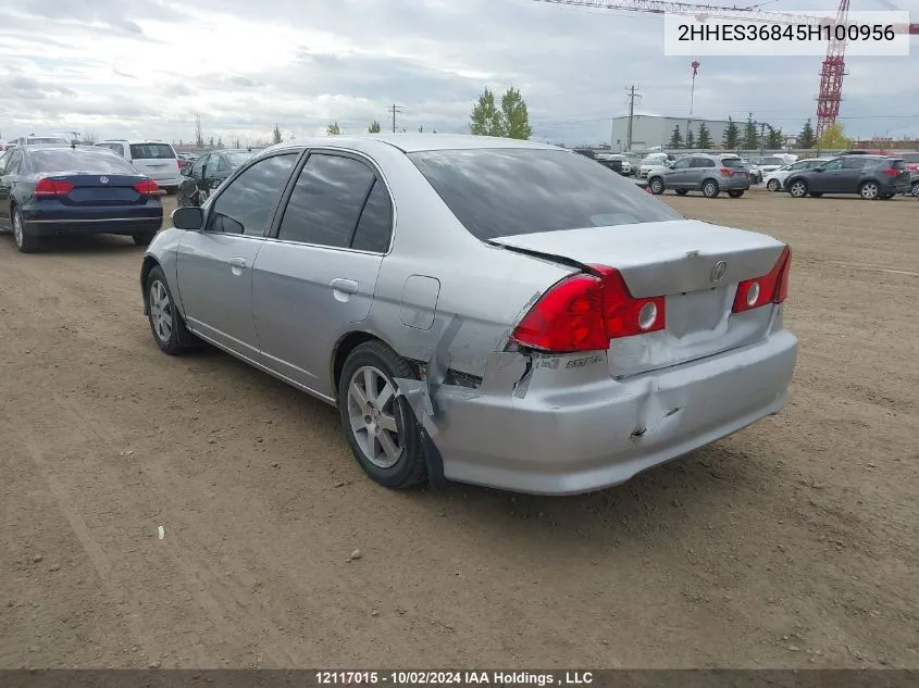 2005 Acura El VIN: 2HHES36845H100956 Lot: 12117015