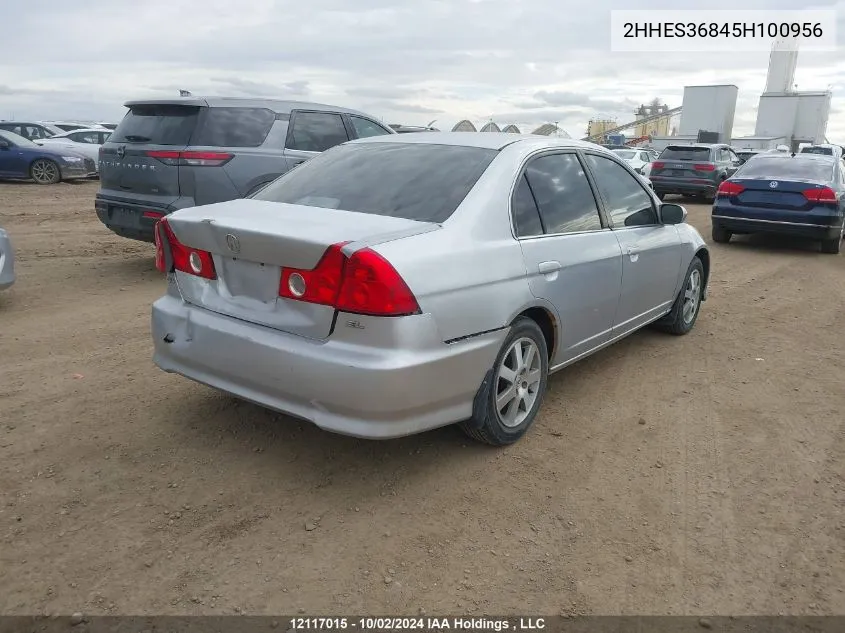 2005 Acura El VIN: 2HHES36845H100956 Lot: 12117015