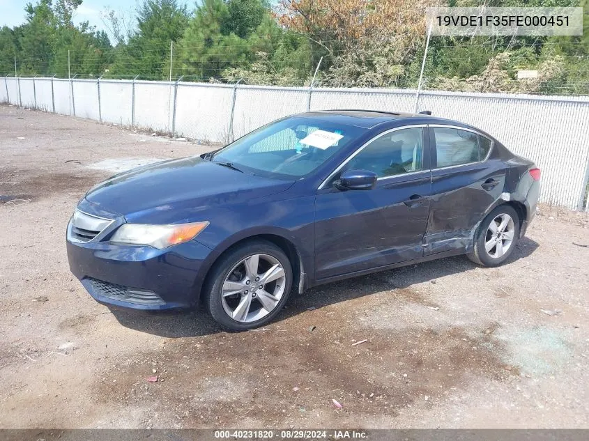 2015 Acura Ilx 2.0L VIN: 19VDE1F35FE000451 Lot: 40231820