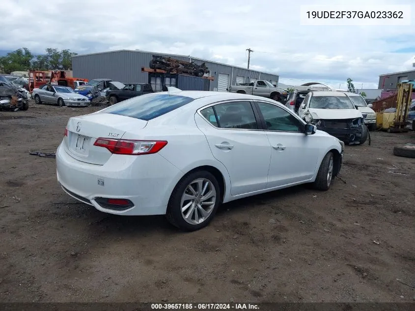 2016 Acura Ilx 2.4L/Acurawatch Plus Package VIN: 19UDE2F37GA023362 Lot: 39657185