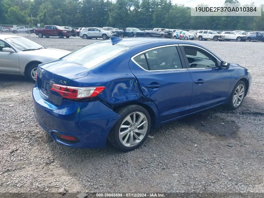 2016 Acura Ilx 2.4L/Acurawatch Plus Package VIN: 19UDE2F37GA010384 Lot: 39855898