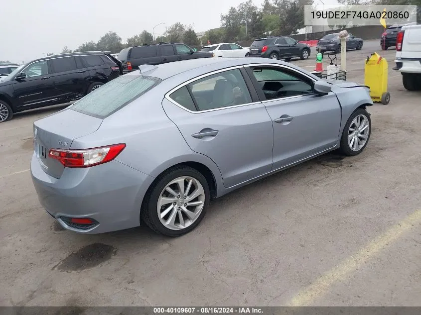 2016 Acura Ilx Premium Package/Technology Plus Package VIN: 19UDE2F74GA020860 Lot: 40109607