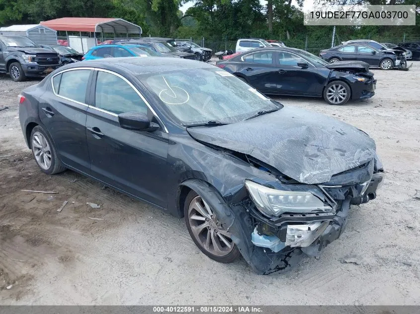 2016 Acura Ilx Premium Package/Technology Plus Package VIN: 19UDE2F77GA003700 Lot: 40122591