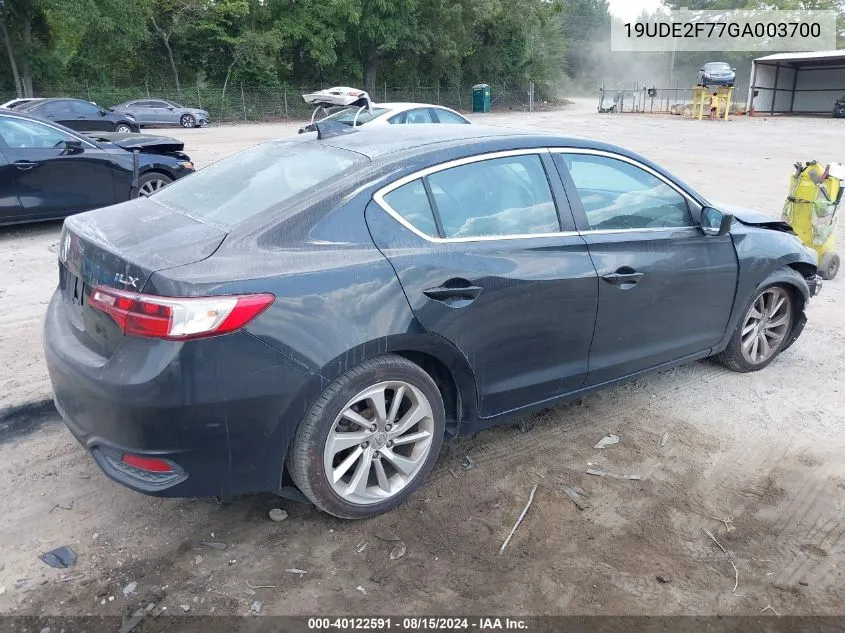 2016 Acura Ilx Premium Package/Technology Plus Package VIN: 19UDE2F77GA003700 Lot: 40122591