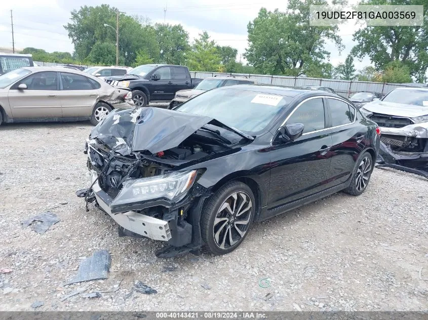 2016 Acura Ilx Premium A-Spec Packages/Technology Plus A-Spec Packages VIN: 19UDE2F81GA003569 Lot: 40143421