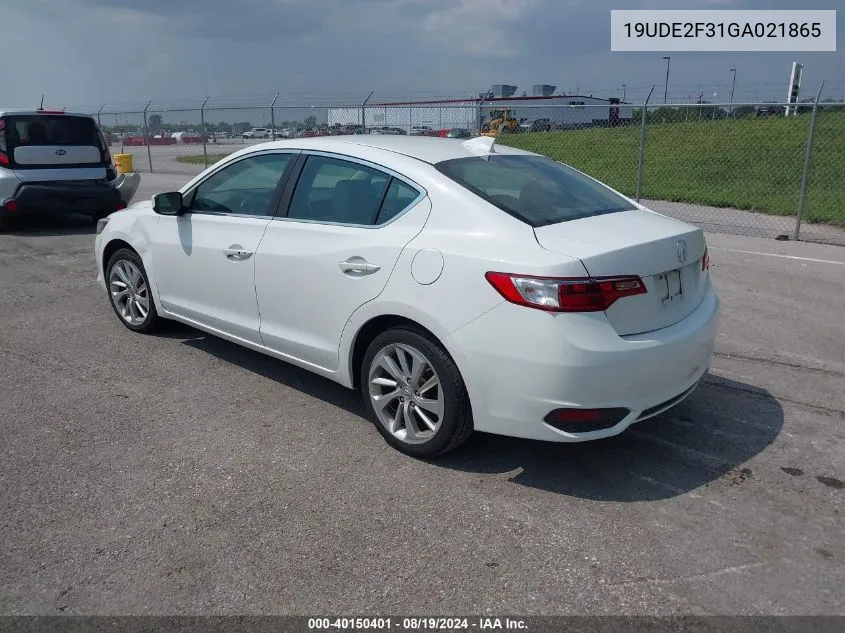 2016 Acura Ilx 2.4L/Acurawatch Plus Package VIN: 19UDE2F31GA021865 Lot: 40150401