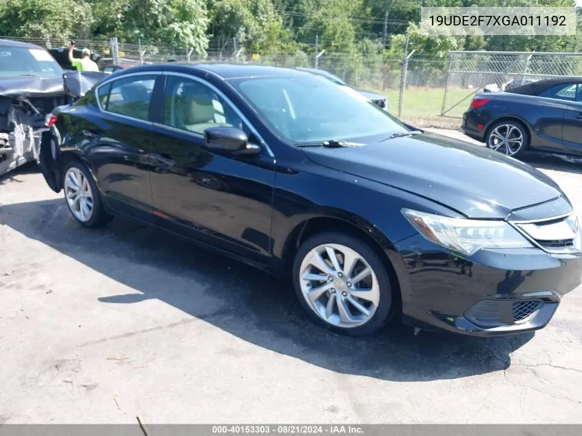 2016 Acura Ilx Premium Package/Technology Plus Package VIN: 19UDE2F7XGA011192 Lot: 40153303