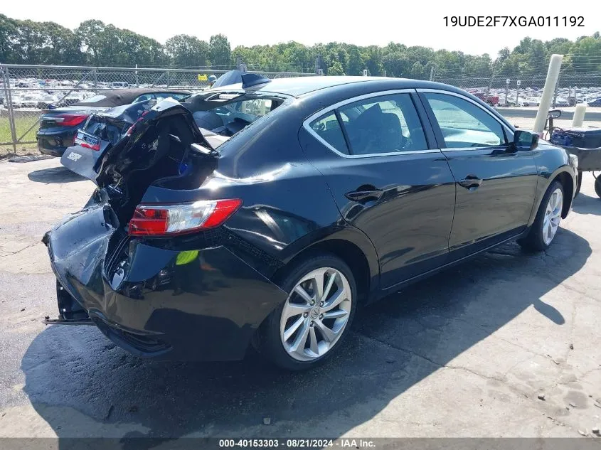 2016 Acura Ilx Premium Package/Technology Plus Package VIN: 19UDE2F7XGA011192 Lot: 40153303