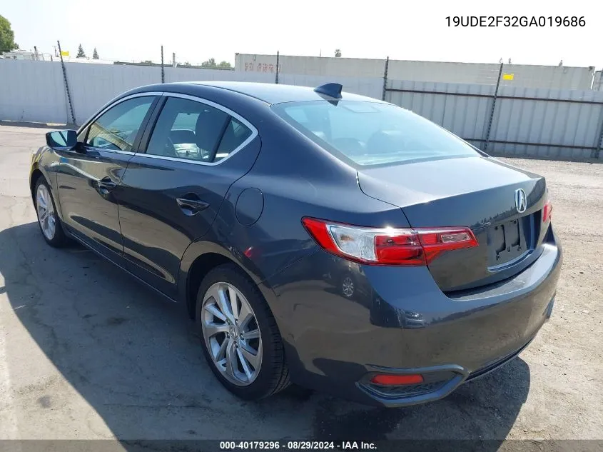 2016 Acura Ilx 2.4L/Acurawatch Plus Package VIN: 19UDE2F32GA019686 Lot: 40179296