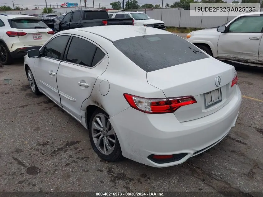 2016 Acura Ilx 2.4L/Acurawatch Plus Package VIN: 19UDE2F32GA025035 Lot: 40216973