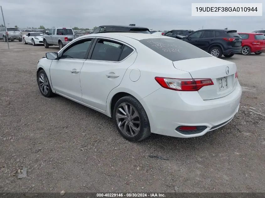 2016 Acura Ilx 2.4L/Acurawatch Plus Package VIN: 19UDE2F38GA010944 Lot: 40229146