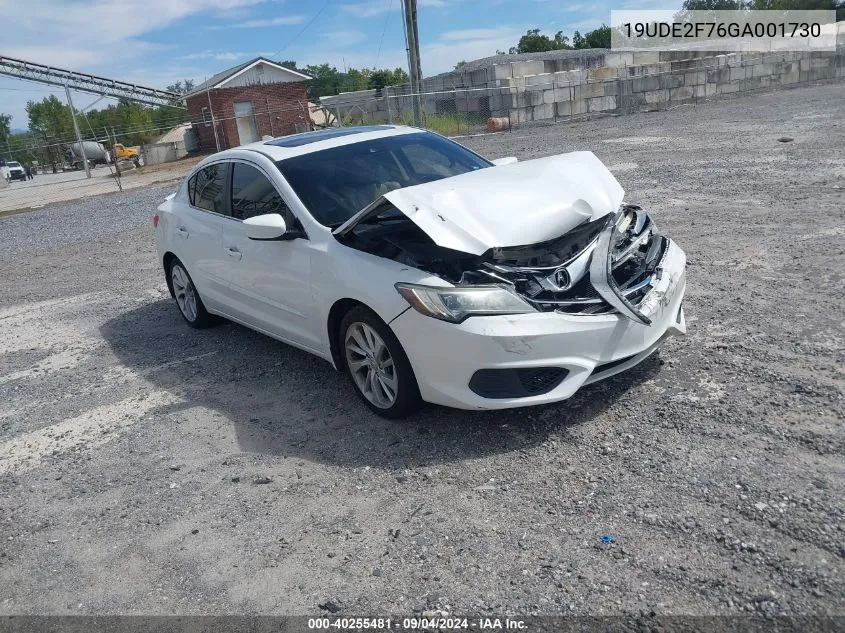 2016 Acura Ilx Premium Package/Technology Plus Package VIN: 19UDE2F76GA001730 Lot: 40255481