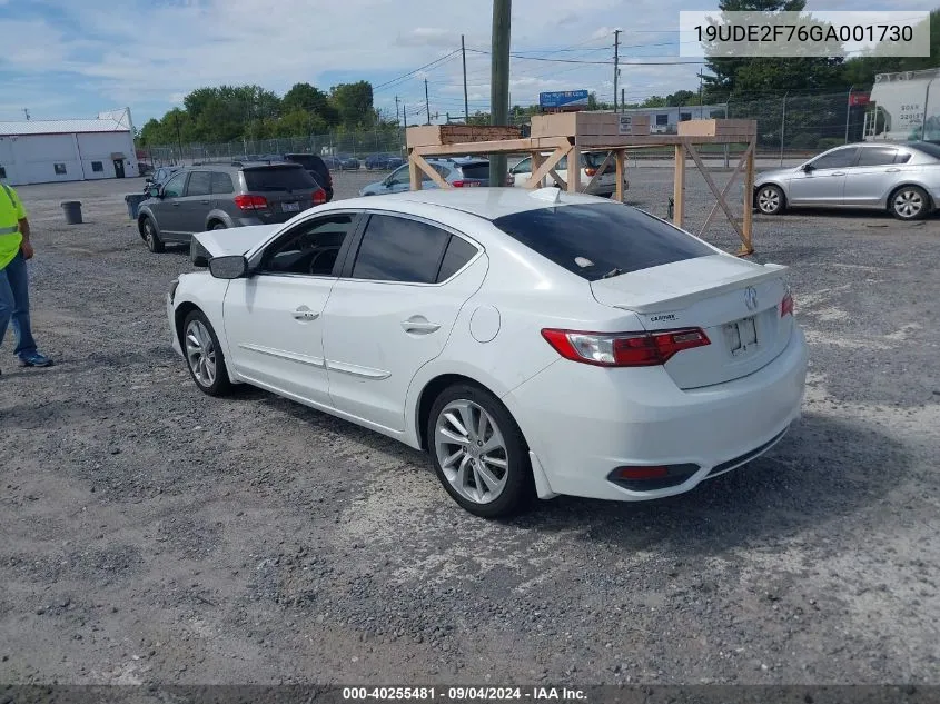 2016 Acura Ilx Premium Package/Technology Plus Package VIN: 19UDE2F76GA001730 Lot: 40255481