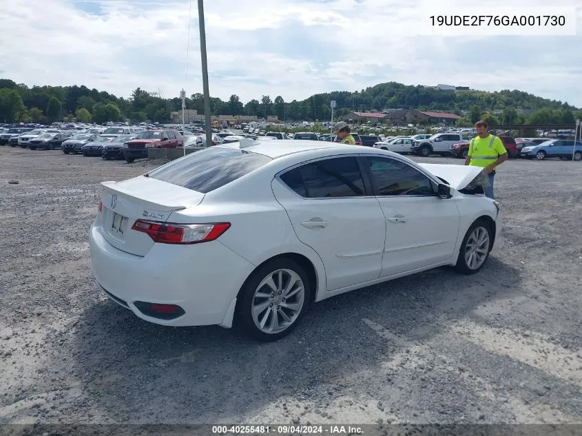 2016 Acura Ilx Premium Package/Technology Plus Package VIN: 19UDE2F76GA001730 Lot: 40255481