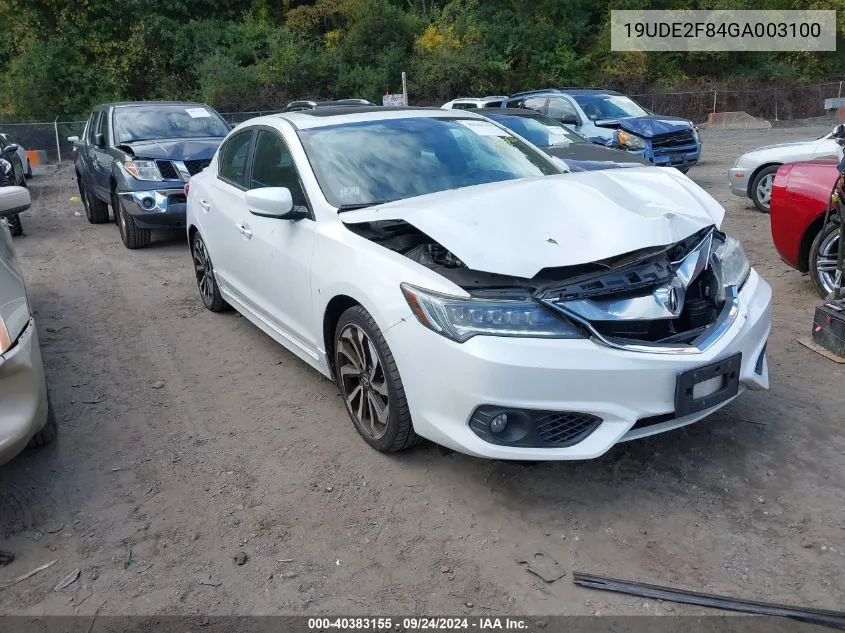 2016 Acura Ilx Premium A-Spec Packages/Technology Plus A-Spec Packages VIN: 19UDE2F84GA003100 Lot: 40383155