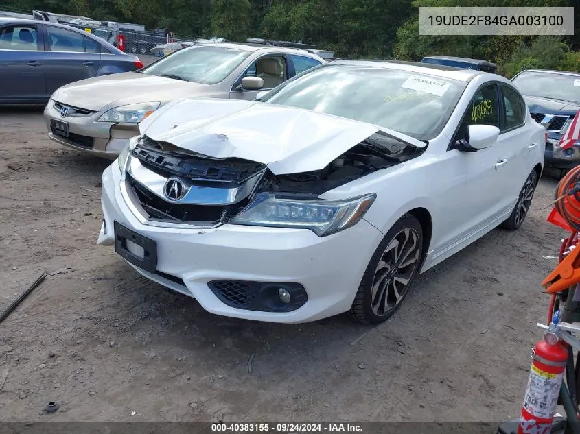 2016 Acura Ilx Premium A-Spec Packages/Technology Plus A-Spec Packages VIN: 19UDE2F84GA003100 Lot: 40383155