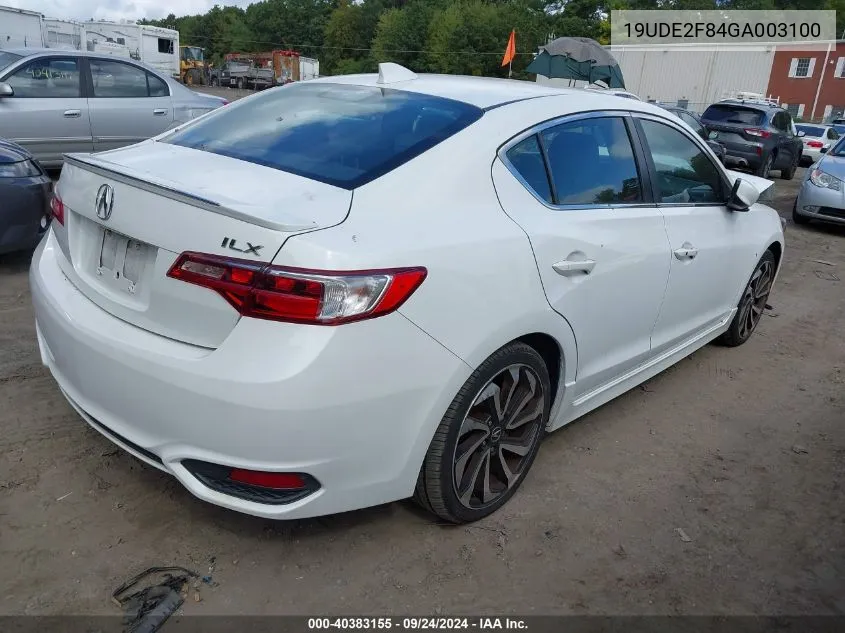 2016 Acura Ilx Premium A-Spec Packages/Technology Plus A-Spec Packages VIN: 19UDE2F84GA003100 Lot: 40383155