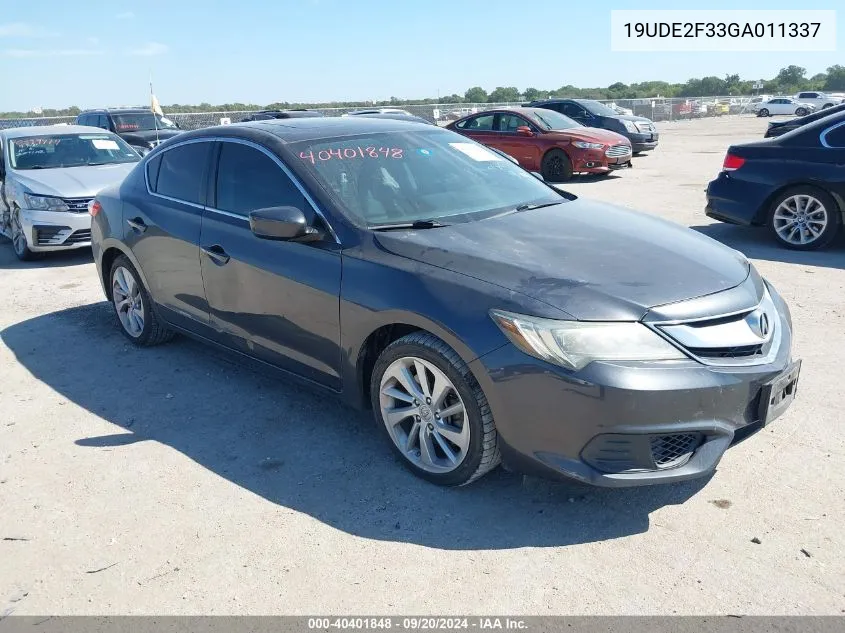 2016 Acura Ilx 2.4L/Acurawatch Plus Package VIN: 19UDE2F33GA011337 Lot: 40401848