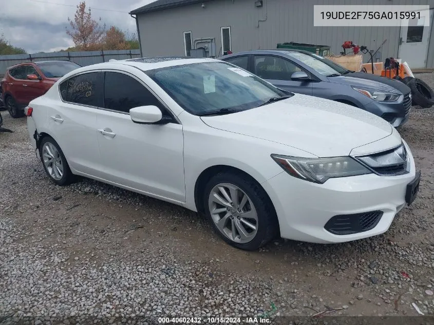 2016 Acura Ilx Premium Package/Technology Plus Package VIN: 19UDE2F75GA015991 Lot: 40602432