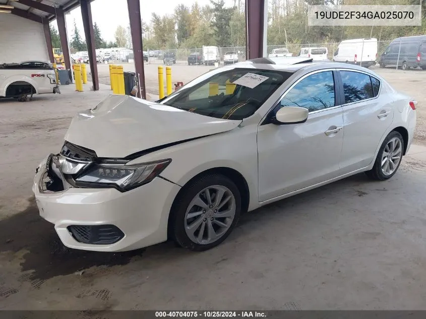 2016 Acura Ilx 2.4L/Acurawatch Plus Package VIN: 19UDE2F34GA025070 Lot: 40704075