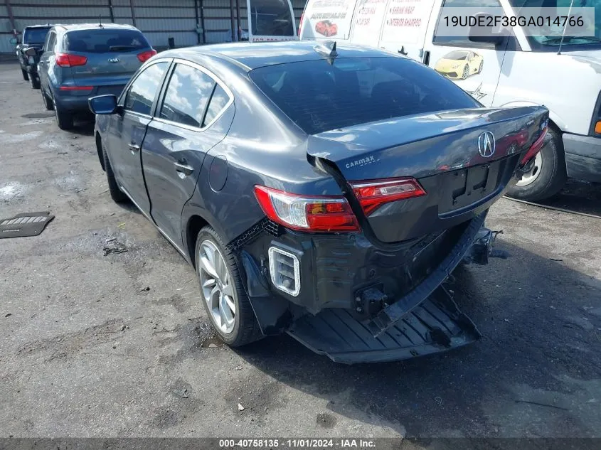 2016 Acura Ilx 2.4L/Acurawatch Plus Package VIN: 19UDE2F38GA014766 Lot: 40758135