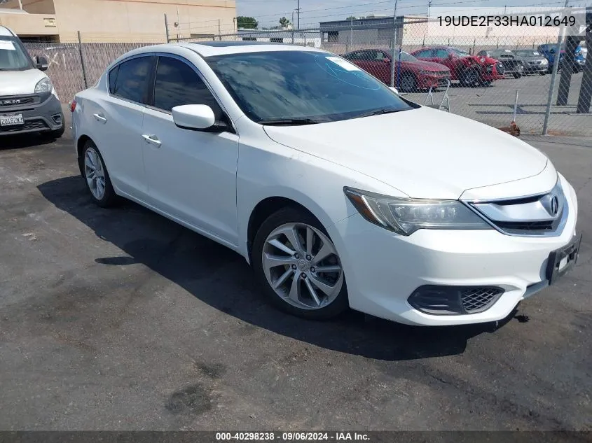 2017 Acura Ilx Acurawatch Plus Package VIN: 19UDE2F33HA012649 Lot: 40298238