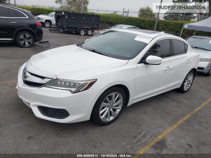 2017 Acura Ilx Premium Package/Technology Plus Package VIN: 19UDE2F78HA005036 Lot: 40592813