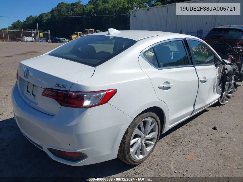 2018 Acura Ilx Acurawatch Plus Package VIN: 19UDE2F38JA005721 Lot: 40006389