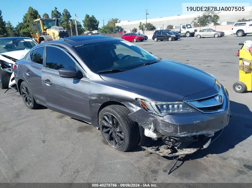 2018 Acura Ilx Premium Package/Technology Plus Package VIN: 19UDE2F78JA007505 Lot: 40278766