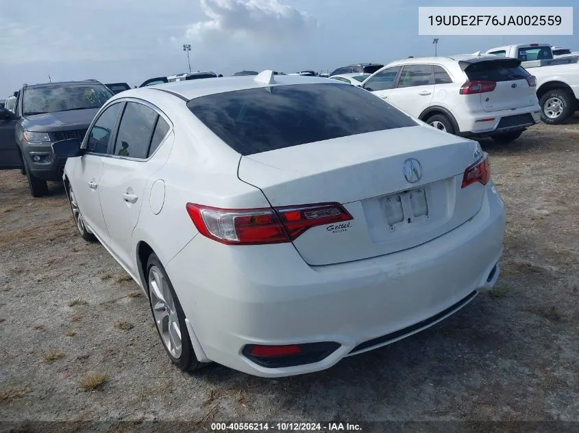 2018 Acura Ilx Premium Package/Technology Plus Package VIN: 19UDE2F76JA002559 Lot: 40556214