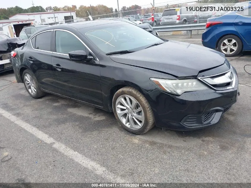 2018 Acura Ilx Acurawatch Plus Package VIN: 19UDE2F31JA003325 Lot: 40781411