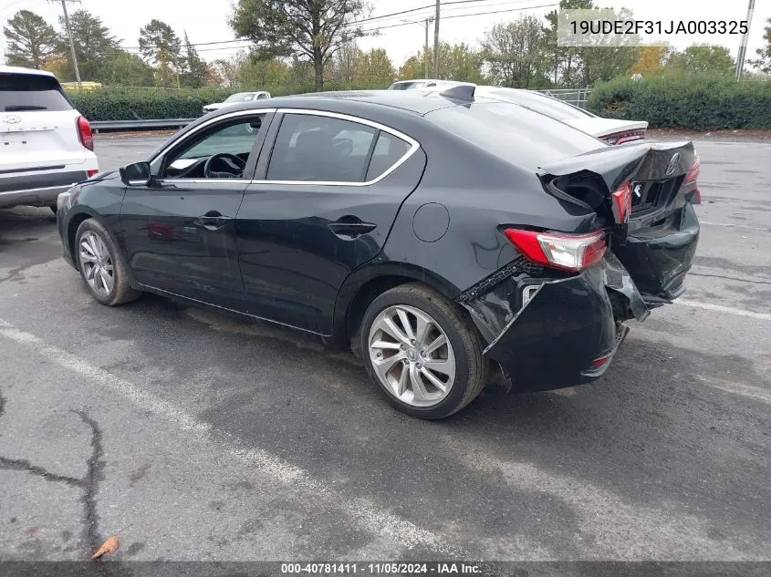 2018 Acura Ilx Acurawatch Plus Package VIN: 19UDE2F31JA003325 Lot: 40781411