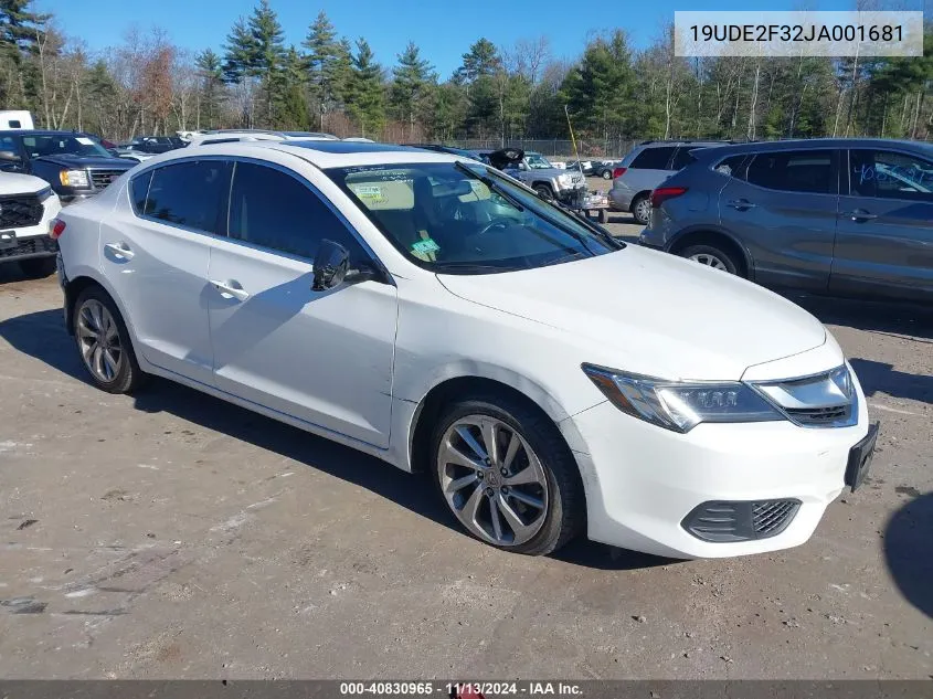 2018 Acura Ilx Acurawatch Plus Package VIN: 19UDE2F32JA001681 Lot: 40830965